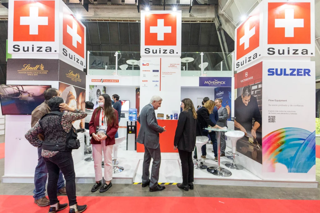 Stand de Suiza con marcas como Lindt, Sulzer y Victorinox en Espacio Food Service