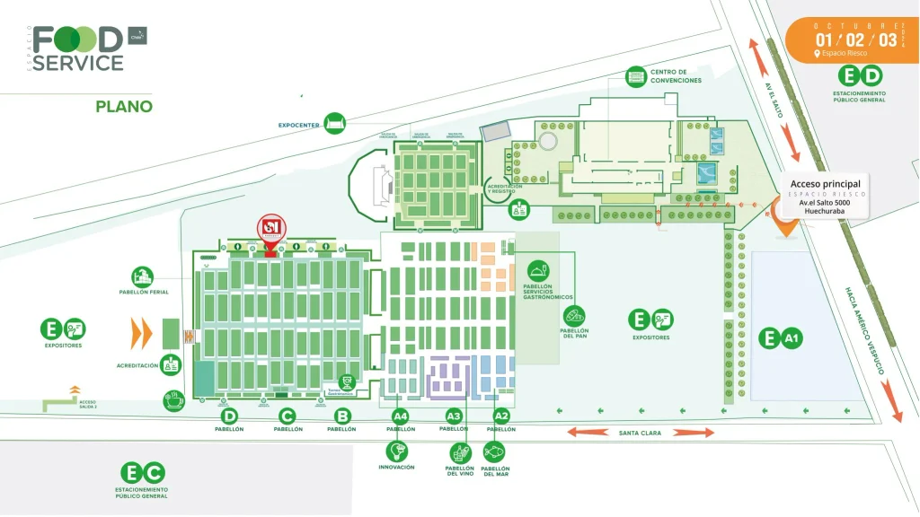 Plano de Espacio Food Service con la ubicación del stand de Comercial Andexport