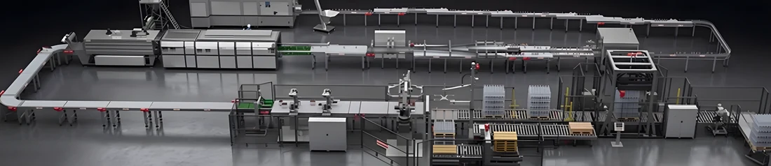 Línea de producción automatizada con equipos de envasado